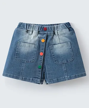 Mark & Mia Denim Washed Shorts
                              with Buttons - Navy Blue