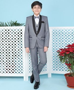 Jeet Ethnics Full Sleeves Solid 4 Piece Party Suit Set - Grey