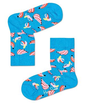 HAPPY SOCKS Organic Cotton Blend Banana Designed Socks - Blue