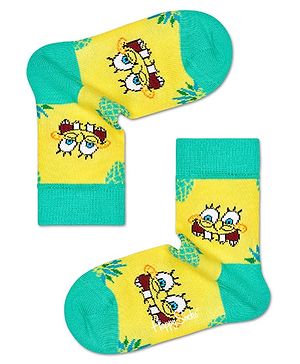 HAPPY SOCKS Organic Cotton Blend Sponge Bob Squarepants Featuring Character Designed Socks - Yellow