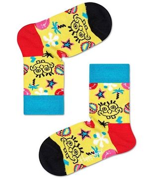 HAPPY SOCKS Organic Cotton Blend Sponge Bob Squarepants Featuring Character Designed Socks - Yellow