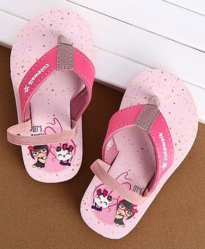 Cute Walk by Babyhug Flip Flops With Cartoon Print & Backstrap Closure  - Pink