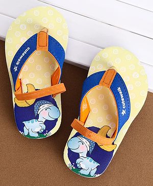 Cute Walk by Babyhug Flip Flops With Turtle Print & Backstrap Closure - Blue