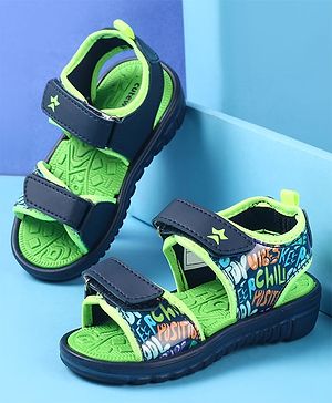 Cute Walk by Babyhug Velcro Closure Sandals with Text Print - Green