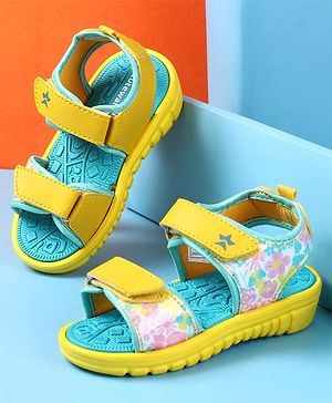 Cute Walk by Babyhug Velcro Closure Sandals with Floral Print - Yellow