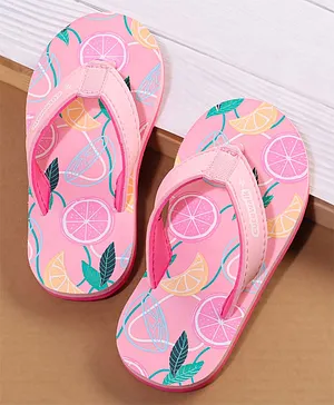 Cute Walk by Babyhug Slip On Flip Flops with
                      Lemonade Print - Pink