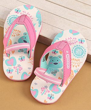 Cute Walk by Babyhug Flip Flops with Back Strap Closure & Jungle Theme Print - Pink