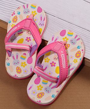 Cute Walk by Babyhug Flip Flops With Back Strap Closure Floral Print - Pink