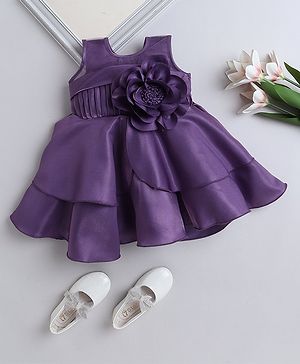 The Magic Wand Sleeveless Floral Applique Detailed Layered Dress - Lavender