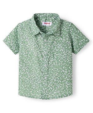 Babyhug Cotton Woven Half Sleeves Shirt with Floral Print - Green