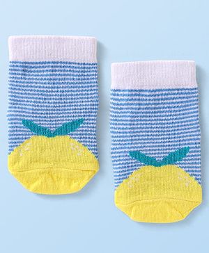 Cutewalk by Babyhug Non Terry Knit Anti-Bacterial Ankle Length Anti-Skid Socks with Strips Print - Blue