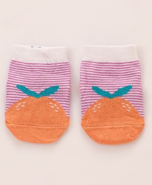 Cutewalk by Babyhug Non Terry knit Anti-Bacterial Ankle Length Anti-Skid Sock with Strips Design - Dark Pink