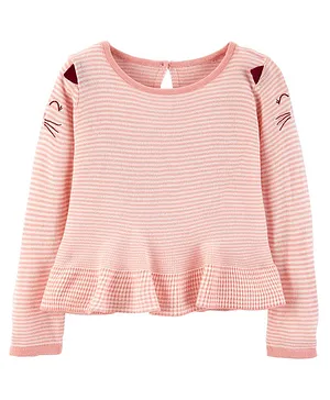 Carter's Striped Cat Sweater Top - Pink