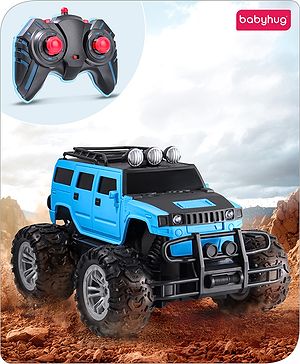 Babyhug Premium Off Roader Rechargeable Remote Control Truck With Normal & Turbo Speed & 4 Headlight Modes - Sky Blue