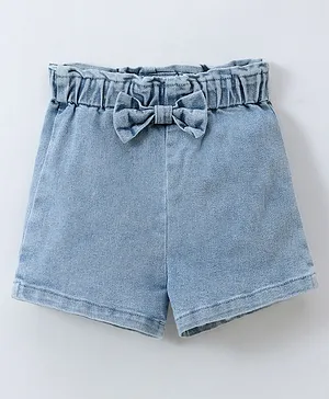 Mark & Mia Denim Shorts with Bow
                              Applique - Light Blue