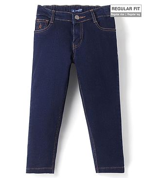 Pine Kids Woven Full Length Washed Denim Jeans - Navy Blue