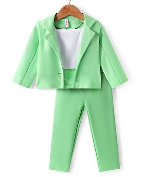 Babyhug Woven Full Sleeves Sold Party Suit with Top - Light Green