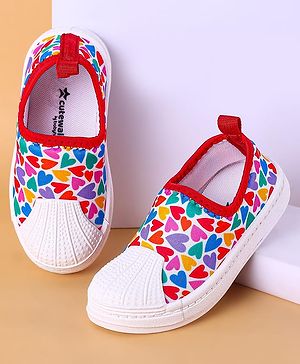 Cute Walk by Babyhug Slip On Casual Shoes With Heart Print - Red