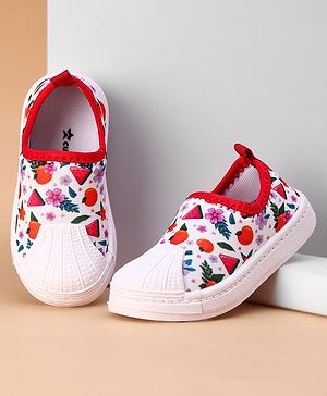 Cute Walk by Babyhug Slip On Casual Shoes with Watermelon Print - Red & White