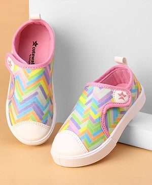 Cute Walk by Babyhug Velcro Closure Casual Shoes with Stripes  - Pink