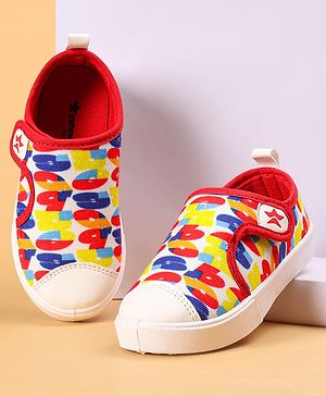 Cute Walk by Babyhug Casual Shoes with Velcro Closer & Numbers Print - Red