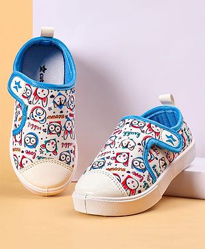 Cute Walk by Babyhug Casual Shoes with Velcro Closer & Animal Print - Blue