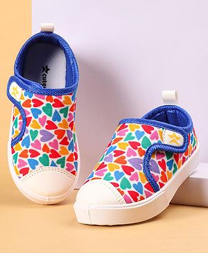 Cute Walk by Babyhug Casual Shoes with Velcro Closer & Hearts Print - Blue