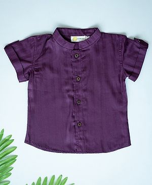 Klingaru Cotton Half Sleeves Striped Shirt - Wine