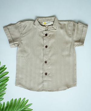 Klingaru Cotton Half Sleeves Striped Shirt  - Grey