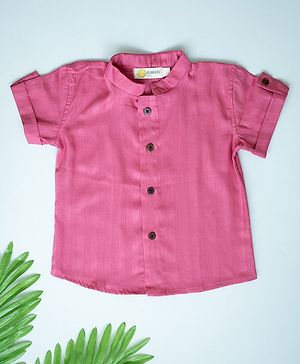 Klingaru Cotton Half Sleeves Striped Shirt  - Pink