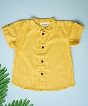 Klingaru Cotton Half Sleeves Striped Shirt  - Mustard