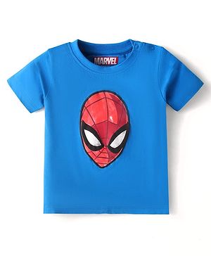 Babyhug Marvel Single Jersey Knit Half Sleeves T-Shirt with Spider Man HD Graphic - Blue