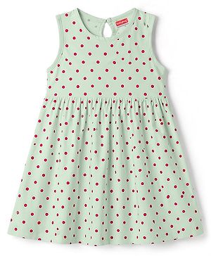 Babyhug Single Jersey Knit Sleeveless Frock With Floral Print - Navy Blue