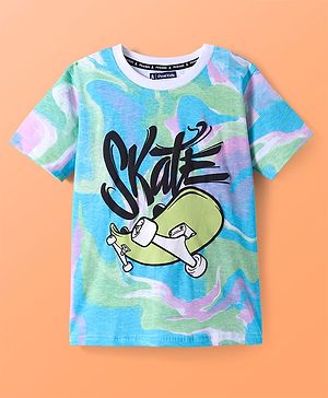Pine Kids Cotton Knit Half Sleeves T-Shirt with Text Print - White