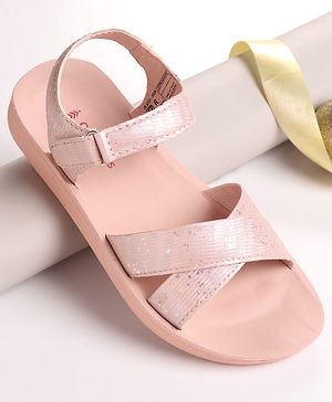 Pine Kids Sandal with Velcro Closure & Glitter Print - Pink
