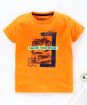 Dapper Dudes Half Sleeves Follow Your Dream Text Printed Tee - Mango