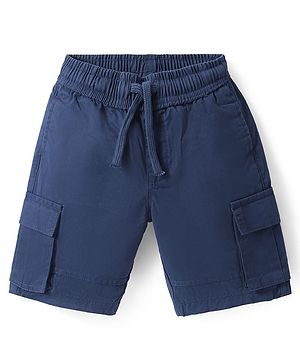 Pine Kids Cotton Woven Knee Length Solid Color Shorts - Navy Blue
