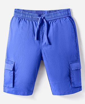 Pine Kids Cotton Woven Knee Length Solid Color Shorts - Royal Blue