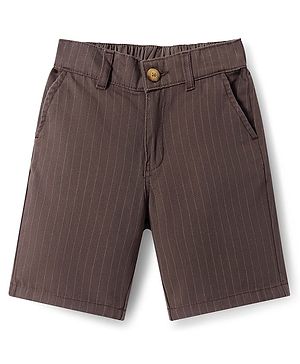 Pine Kids Woven Knee Length Striped Shorts - Brown