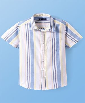 Pine Kids Viscose Woven Half Sleeves  Shirt with Stripes - White