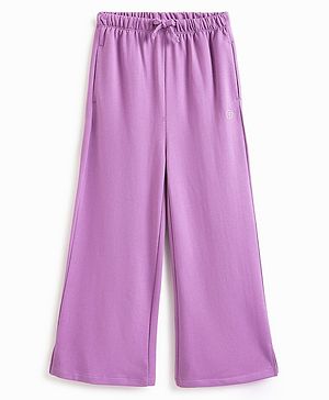 Campana Cotton Terry Solid Wide Track Pant - Purple