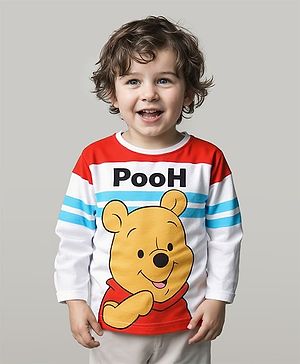 Babyhug Disney Single Jersey Knit Full Sleeves T-Shirt with Winnie The Pooh & Friends Graphic - White