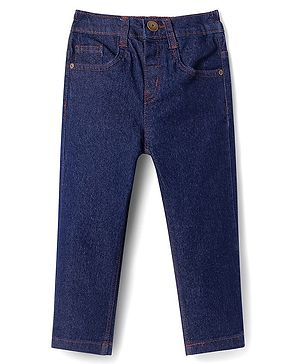 Babyhug Full Length Washed Denim Jeans with Stretch - Dark Blue