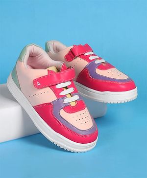 Pine Kids Velcro Closure Color Block Casual Shoes - Pink