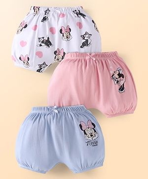 Babyhug Disney Interlock Knit Bloomer With Minnie Mouse Graphics Pack Of 3 - Lavender & Pink