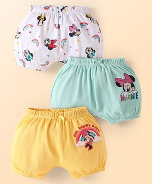 Babyhug Disney Interlock Knit Bloomer With Minnie Mouse Graphics Pack Of 3 - Lavender Yellow & Mint