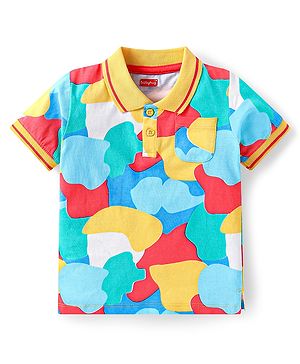 Babyhug Cotton Knit Half Sleeves Cotton T-Shirt With Patch Detailing - Multicolor