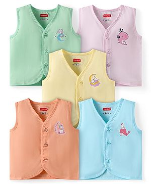 Babyhug Cambric Woven Sleeveless Jhablas with Animal Print Pack of 5 - Multicolor