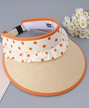 Babyhug Free Size Visor Cap With Polka Dot Print - Brown