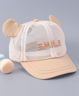 Babyhug Free Size Baseball Cap With Ear Applique - Beige